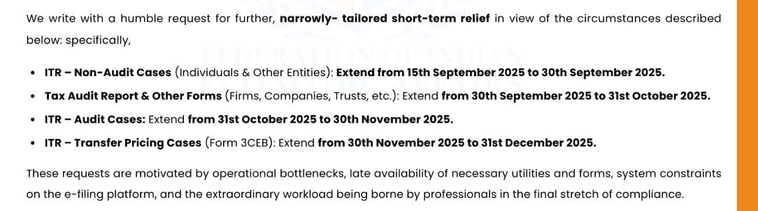 Urgent: ITR and Tax Audit Due Date Extension for AY 2025–26 TAX CONCEPT